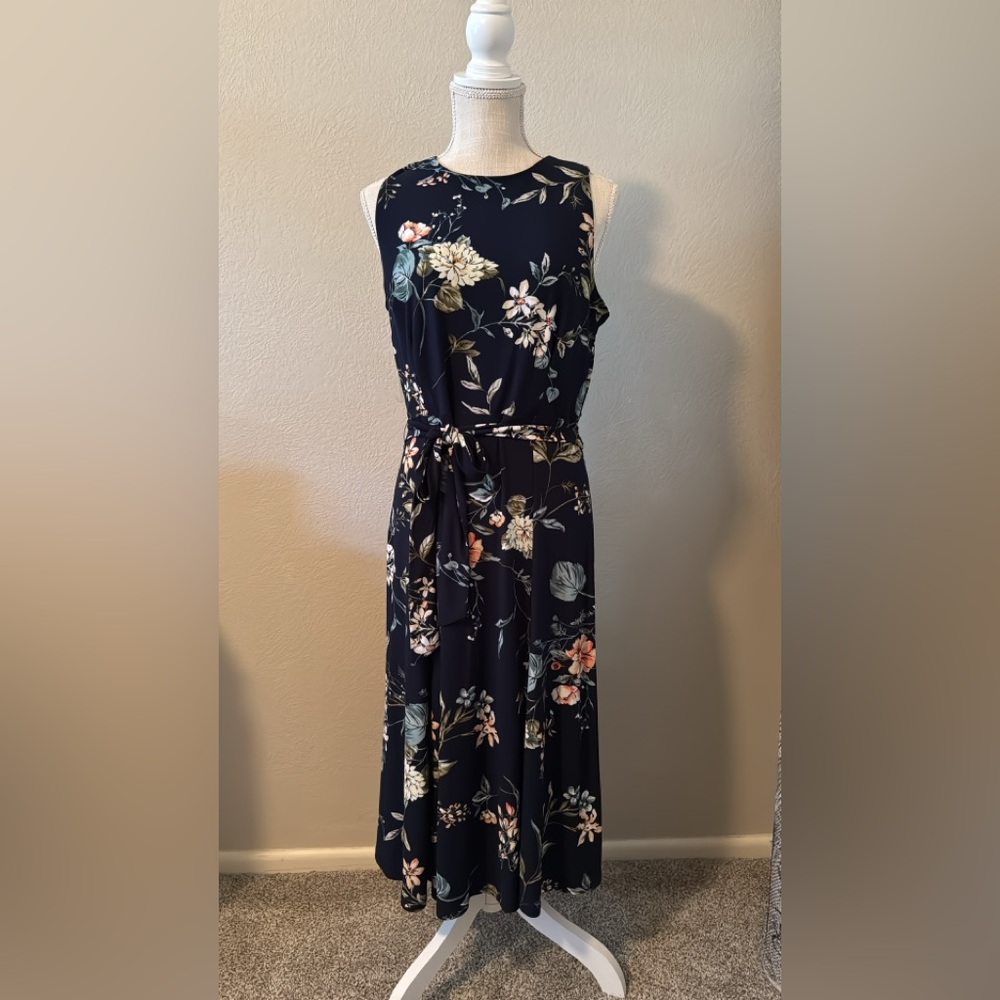 Anne Klein Navy Floral Maxi Dress